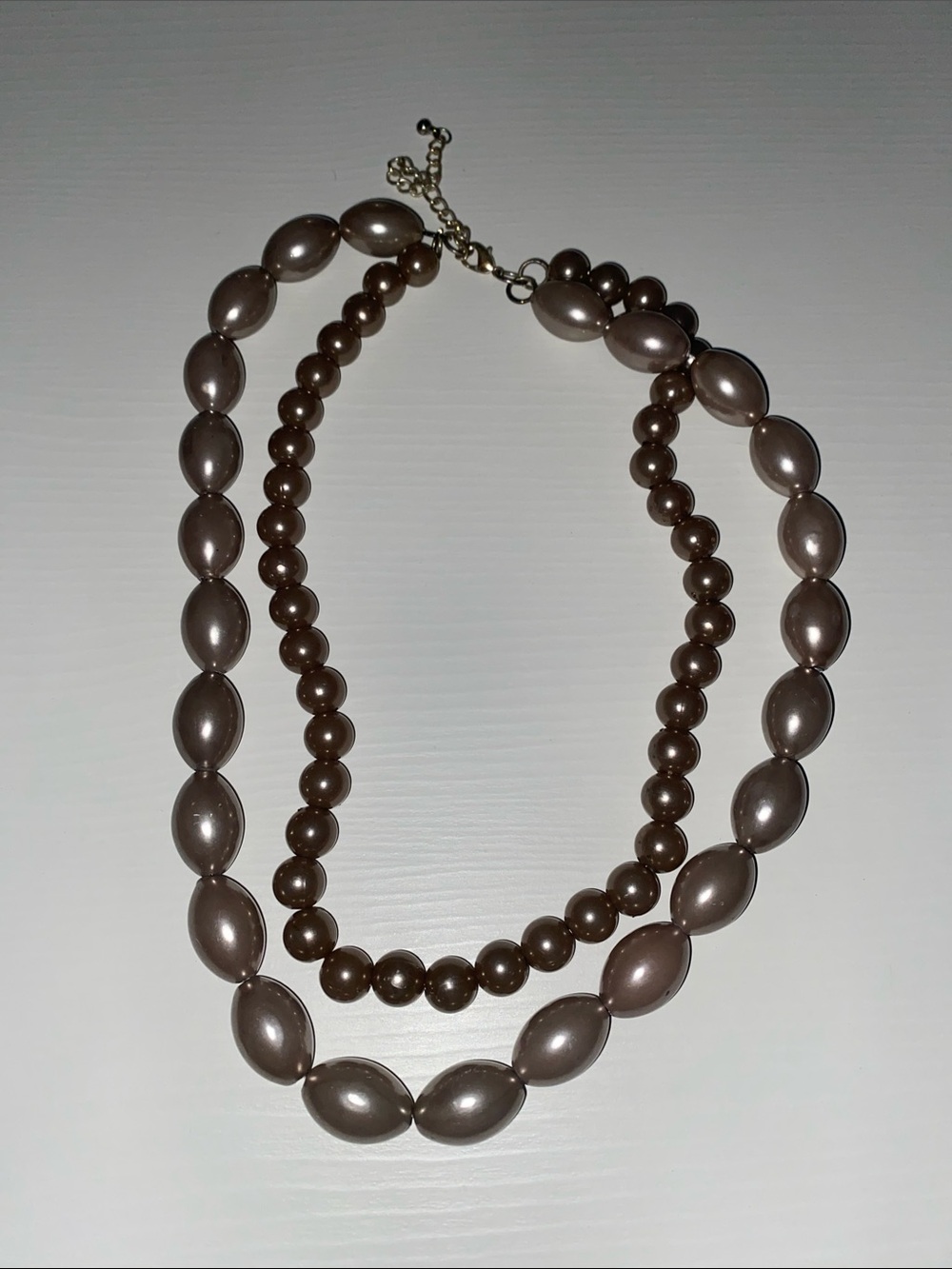 Large Brown Pearl Double-Strand Necklace